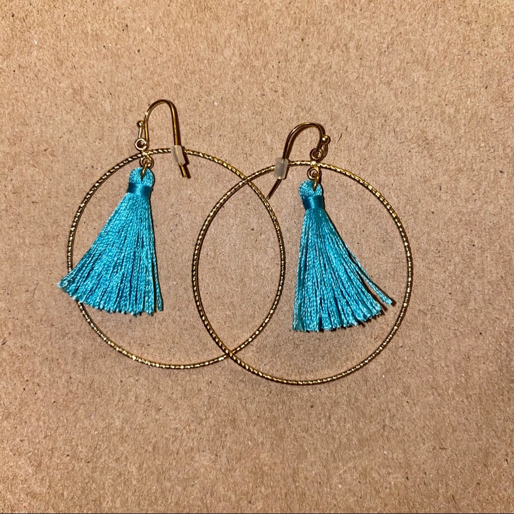 Blue tassel earring
